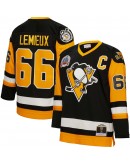 Mario Lemieux Pittsburgh Penguins Mitchell & Ness Big & Tall 1991 Captain Patch Blue Line Player Jersey - Black