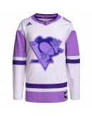 Pittsburgh Penguins adidas Hockey Fights Cancer Primegreen Authentic Blank Practice Jersey - White/Purple