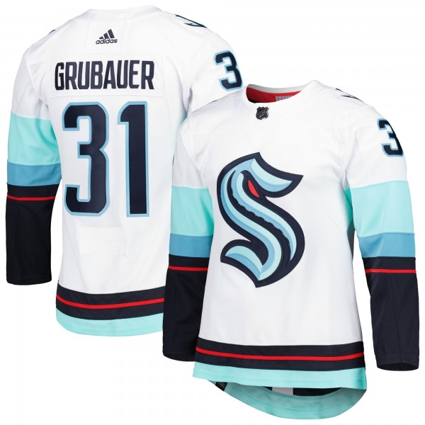 Philipp Grubauer Seattle Kraken adidas Primegreen Authentic Pro Away Player Jersey - White