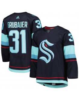 Philipp Grubauer Seattle Kraken adidas Primegreen Authentic Pro Home Player Jersey - Deep Sea Blue