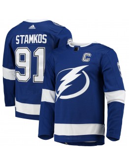 Steven Stamkos Tampa Bay Lightning adidas Home Captain Patch Primegreen Authentic Pro Player Jersey - Blue