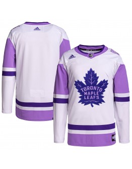 Toronto Maple Leafs adidas Hockey Fights Cancer Primegreen Authentic Blank Practice Jersey - White/Purple