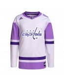 Washington Capitals adidas Hockey Fights Cancer Primegreen Authentic Blank Practice Jersey - White/Purple