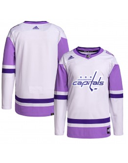 Washington Capitals adidas Hockey Fights Cancer Primegreen Authentic Blank Practice Jersey - White/Purple